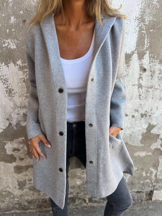 ESTELLE - CARDIGAN WITH BUTTON AND HOOD